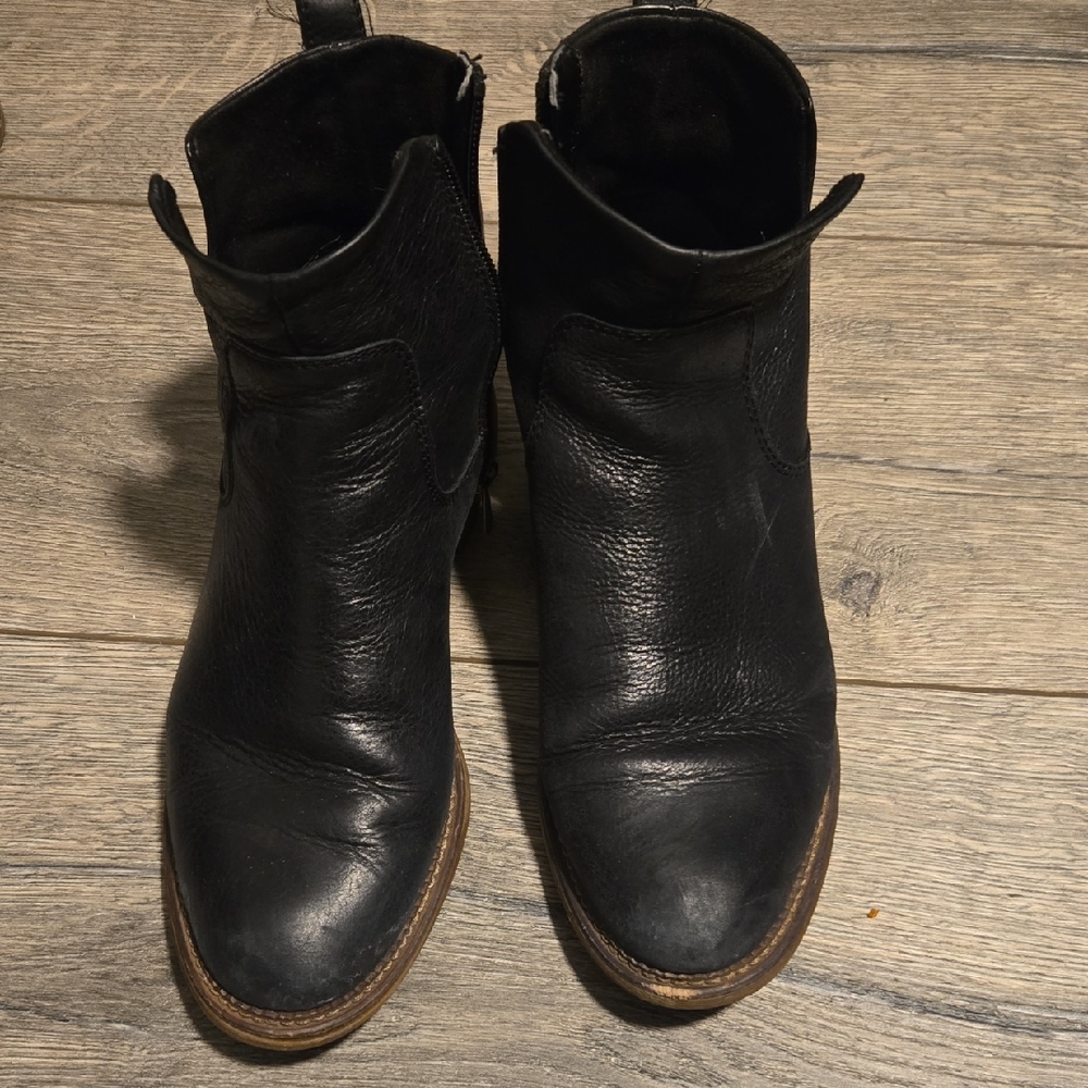 Black Leather Ankle Boots